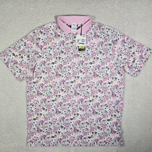 Puma Other - $90 Puma Arnold Palmer Polo Stretch Shirt Mens XL Floral Pattern Pink 623954 02